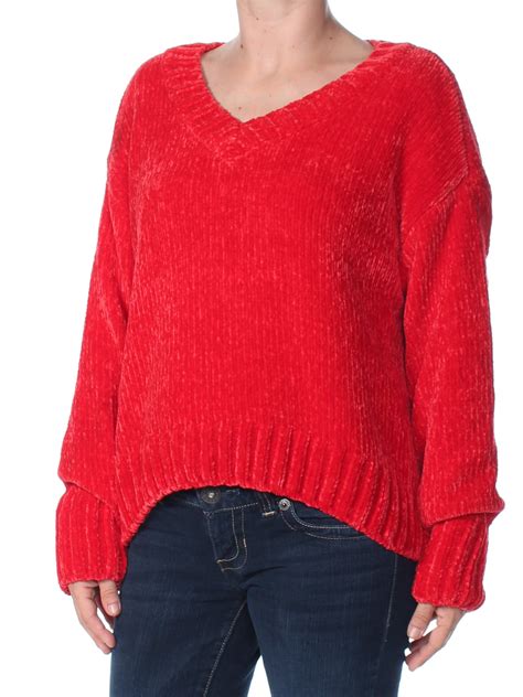 chenille red long sleeve sweater