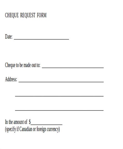 Canada Cheque Request Form Download Printable PDF Templateroller