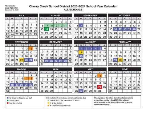 Cherry Creek School District Calendar 2024-25