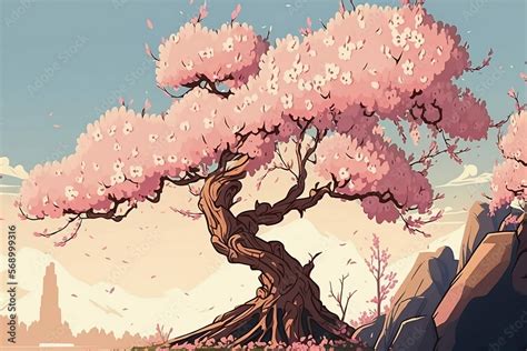 Cherry Blossom Cartoon Background