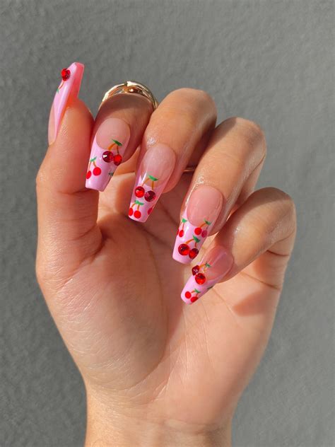 cherry press on nails