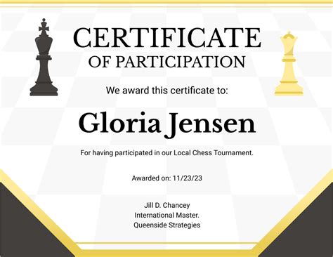 chess certificate