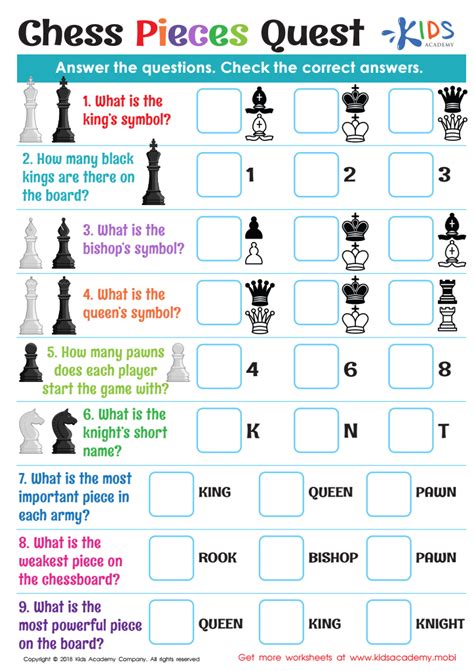 chess printables for kids