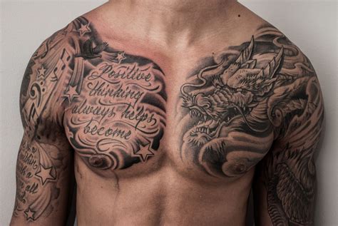 Mythology and Fantasy chest tattoo men ideas