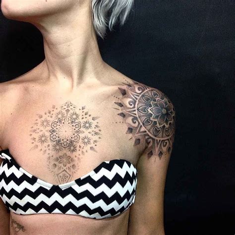 Intricate Mandalas chest tattoo men ideas