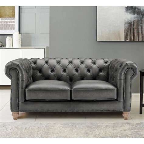 Incredible Chesterfield Sofa Leather Grey For Living Room