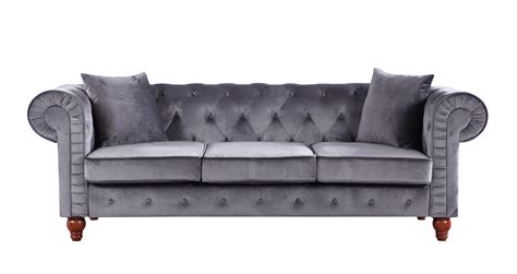 Famous Chesterfield Sofa Velvet Grey For Living Room
