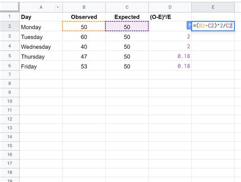 Stats on google sheets, categorical data 5 Running a chi square test