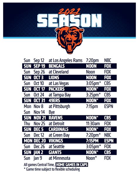 chicago bears tv schedule today