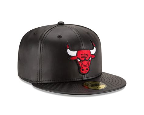 chicago bulls leather fitted hat