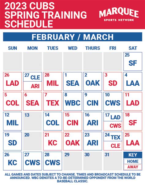 chicago cubs preseason schedule 2023