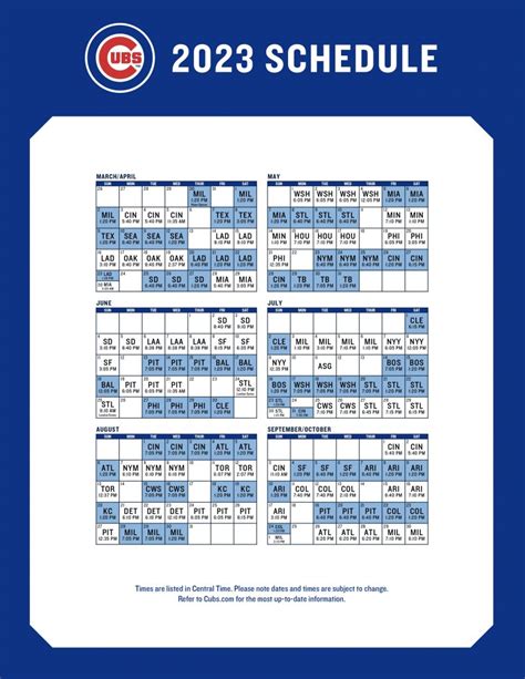 chicago cubs regular season schedule