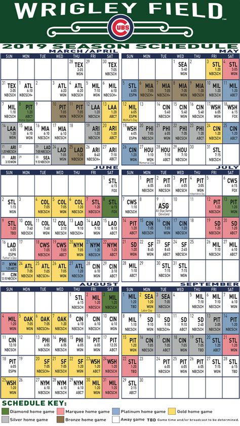 chicago cubs schedule 2019