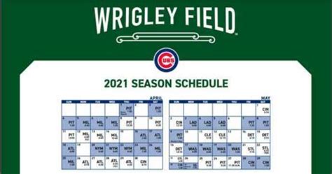 chicago cubs schedule 2021 printable