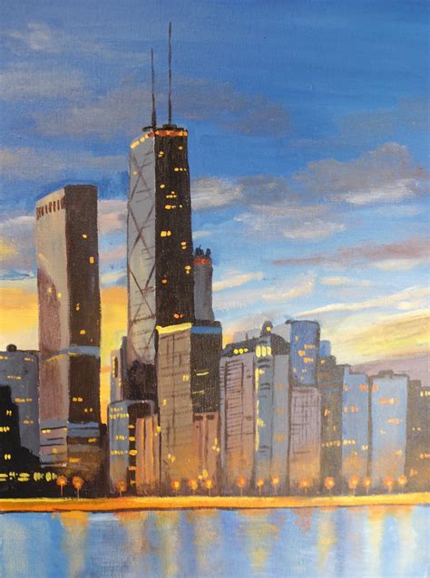 chicago skyline painting