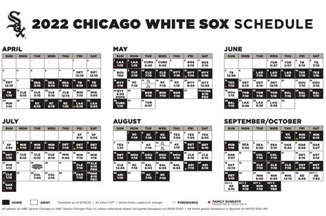 chicago white sox 2022 schedule printable