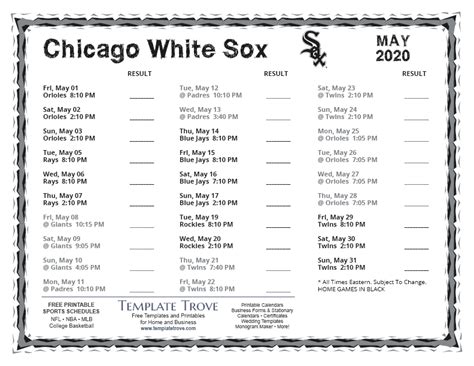 chicago white sox schedule 2020