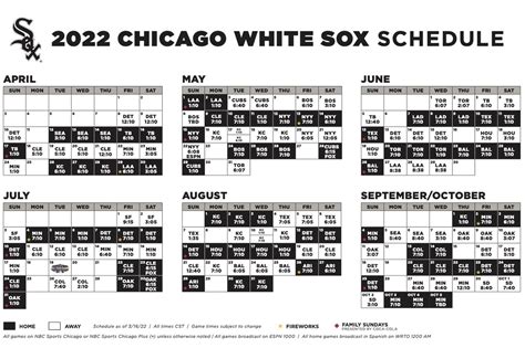 chicago white sox schedule 2022 season