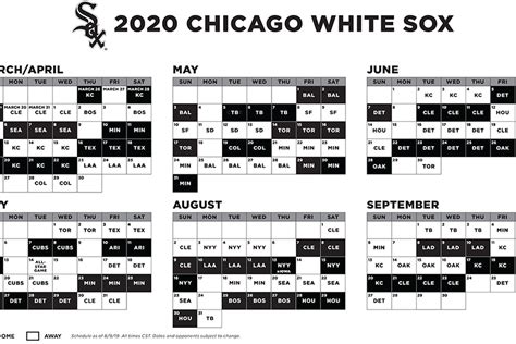 chicago white sox schedule printable