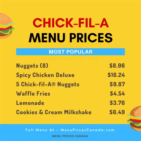 chick fil a canada menu