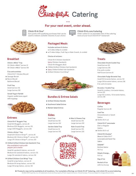 chick fil a catering menu