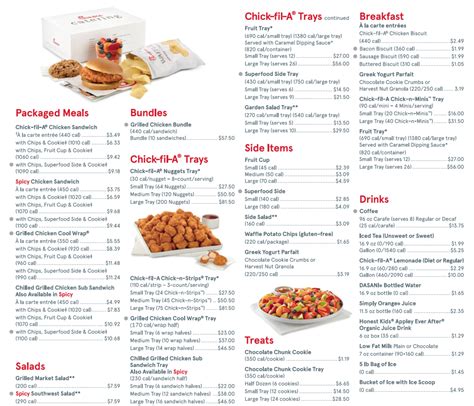 chick fil a catering menu and prices