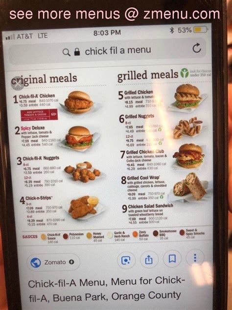 chick fil a online ordering menu