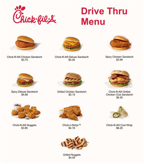 Chick Fil A Printable Menu