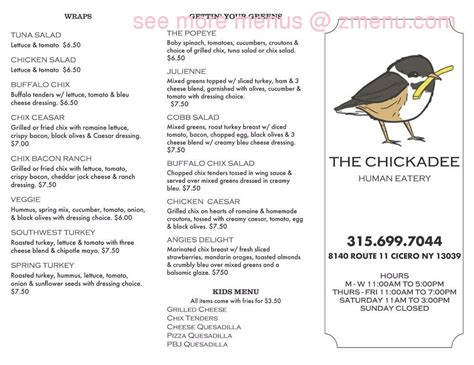 chickadee boston drink menu