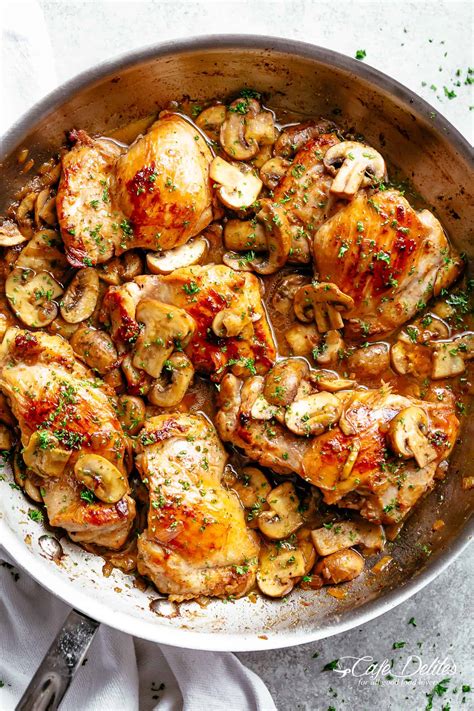 Garlic Mushroom Chicken Thighs Recipe with SunDried Tomatoes Chicken