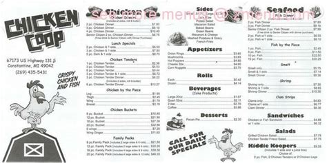 Chicken Coop Constantine Mi Menu