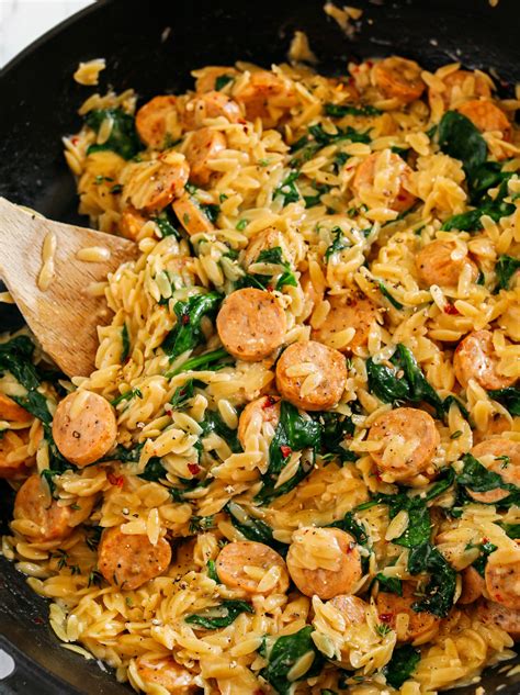 chicken sausage and orzo