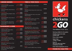 Chickens 2 Go Menu