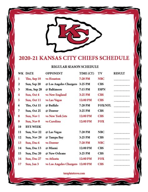 chiefs schedule 2020 2021