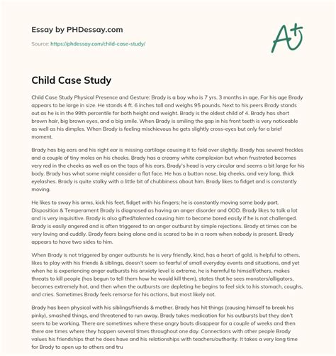 child behaviour case study examples