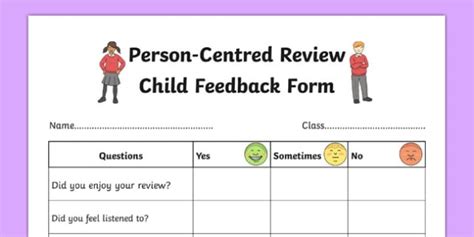 child care feedback form template