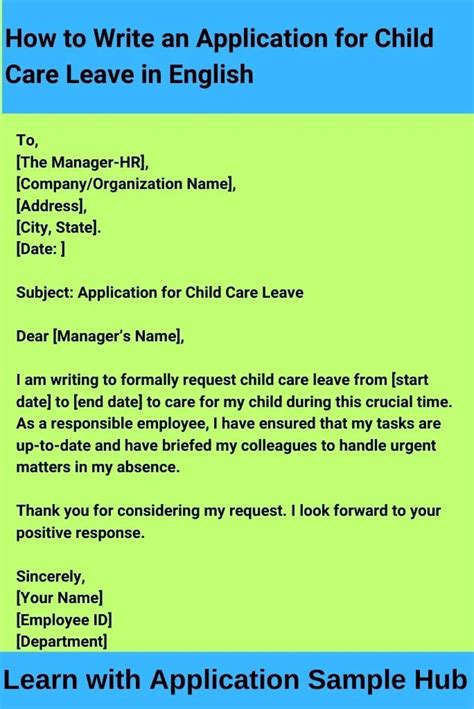 Famous Child Care Leave Application Letter Sample New Release