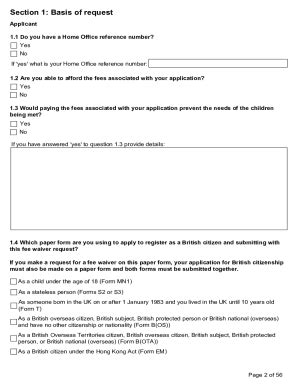 child citizenship fee waiver application