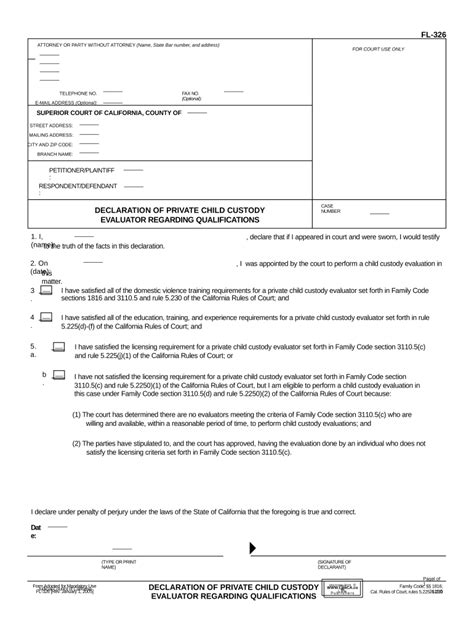child custody declaration example