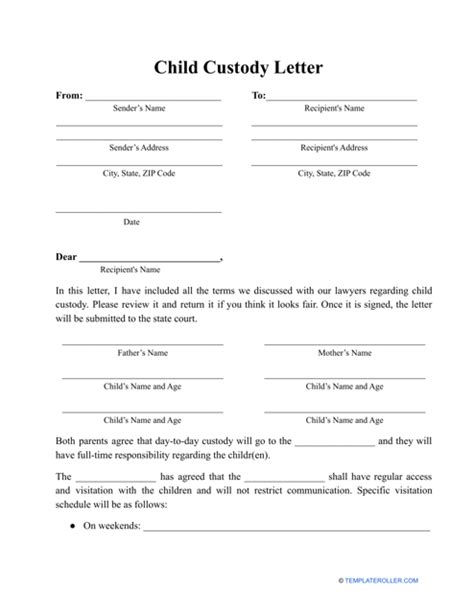 child custody declaration letter example pdf