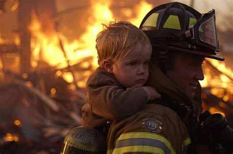 Child In Front Of Fire