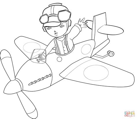 Child Pilot Coloring Pages