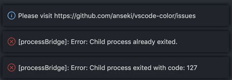 child process exited with code 127