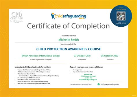 child protection training certificate