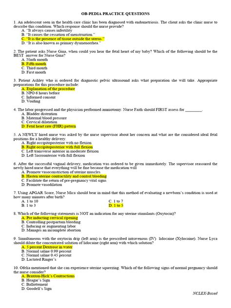 Childbirth Questions