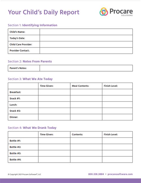 childcare update information form template