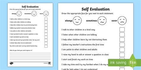 childminders self evaluation form template