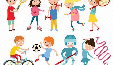 Set Of Kids Playing Sports 690676 Vector Art at Vecteezy