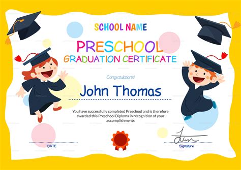 Preschool Diploma Certificate Template Graduation certificate