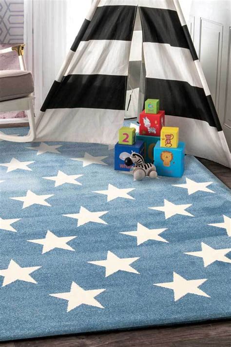 children area rug with stars